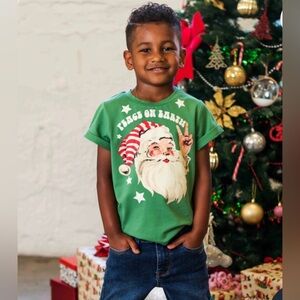 Rock Your Baby – Kids Green Santa T-Shirt (Size 4)